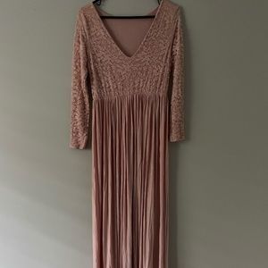 Branded Pink Long Sleeve Maxi Dress